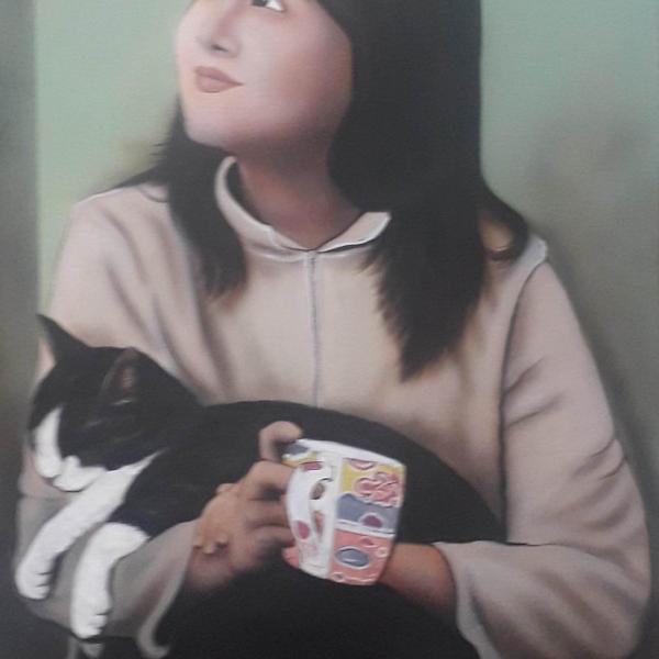 Girl with a cat